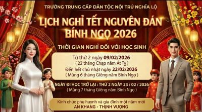 LỊCH NGHỈ TẾT NGUY&Ecirc;N Đ&Aacute;N B&Iacute;NH NGỌ 2026